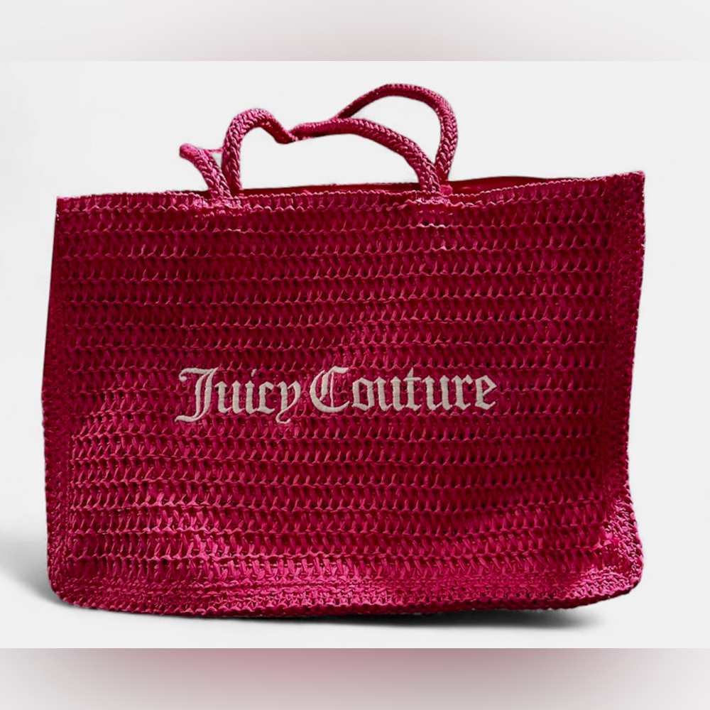 NWT Juicy Couture Pink Straw Tote Bag